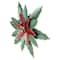 14" Small Green and Red Metal Poinsettia Christmas Wall Hanging